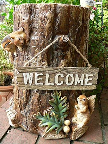 Amazon.co.jp: 森の仲間たち りすと小鳥の切り株 N7839 ウエルカム